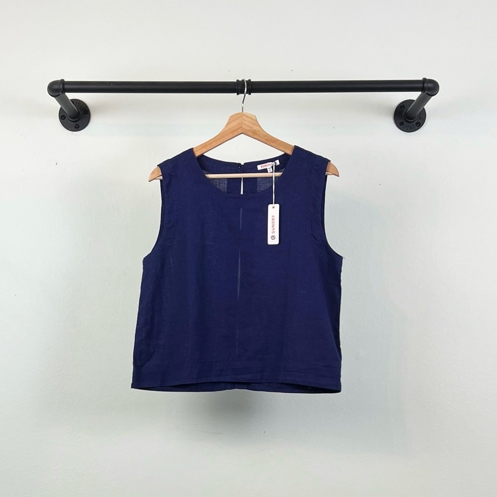 NWT Sundry Shell Tank Split Button Back Hemp Cott… - image 2